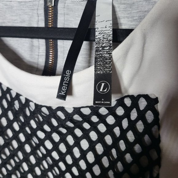 Kensie Womens Mesh Colorblock Black and White Sleeveless Dress Size Large Summer - Picture 4 of 10